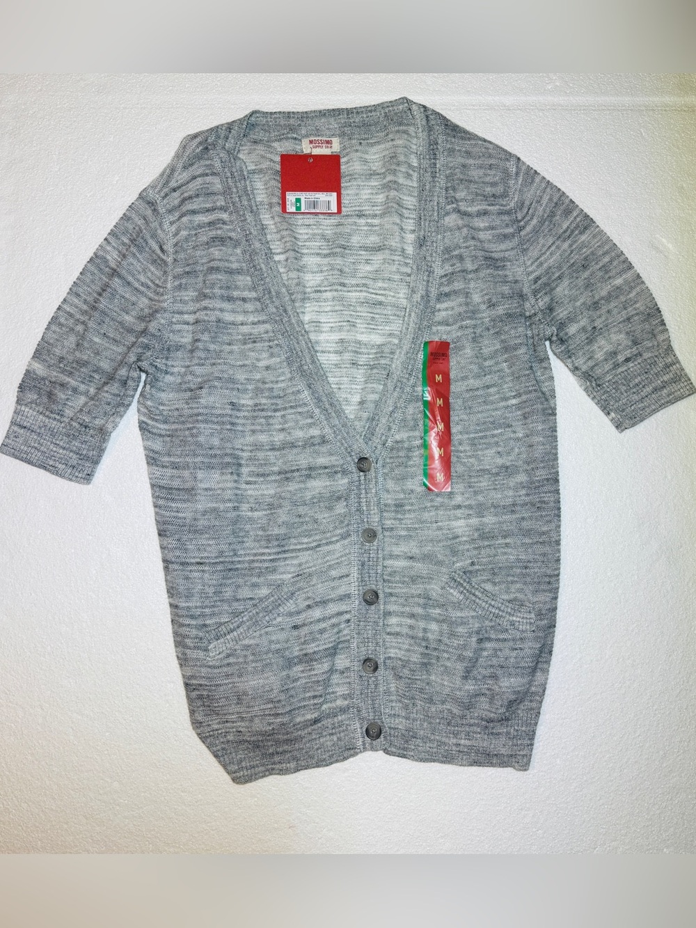Mossimo Supply Co. Women’s Heather Gray Short-Sleeve Button Cardigan